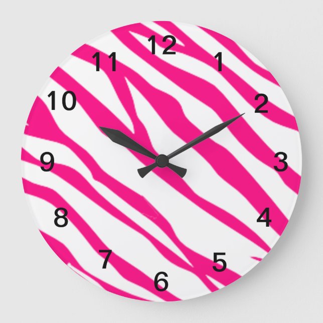 Hot Pink Zebra print clock (Front)
