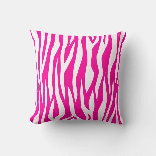 Hot Pink Zebra Print Cushion (Front)