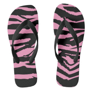 Hot Pink Zebra Print Flip Flops