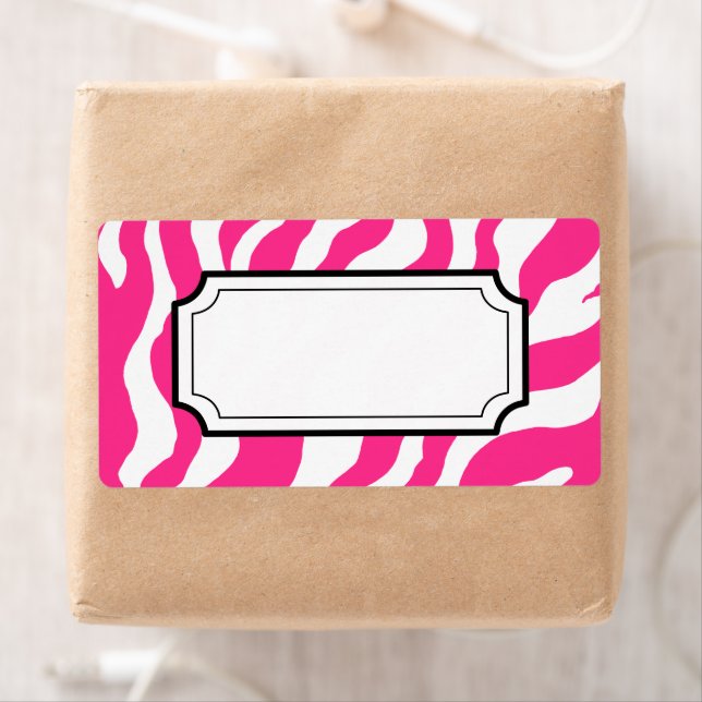 Hot Pink Zebra Print Label (Insitu)