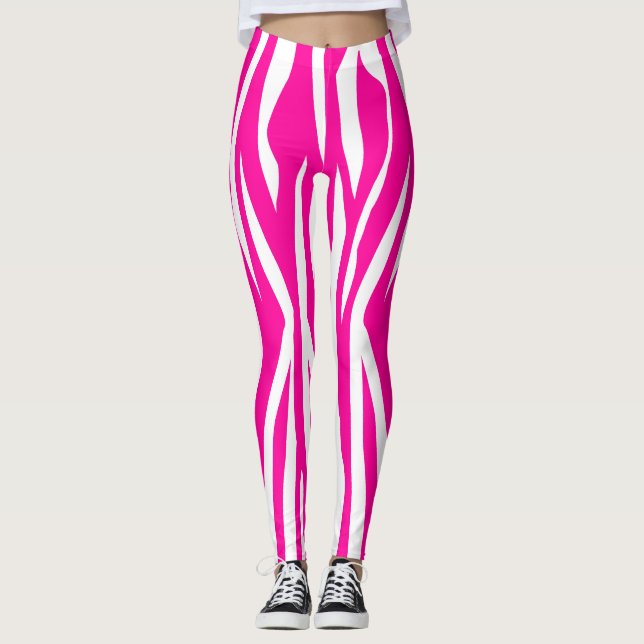 Hot Pink Zebra Print Leggings (Front)