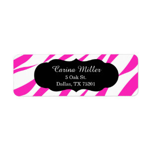 Hot Pink Zebra Print Return Address