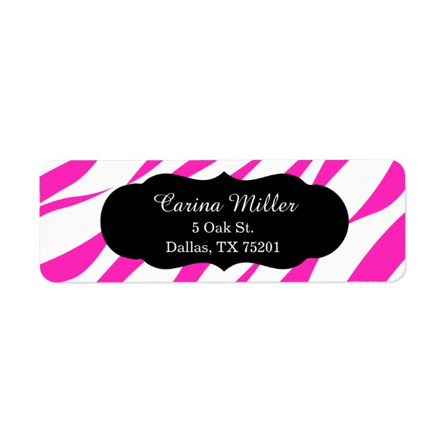 Hot Pink Zebra Print Return Address (Front)