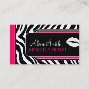 Hot Pink Zebra Print Salon Business Cards