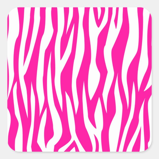 Hot Pink Zebra Print Square Sticker (Front)