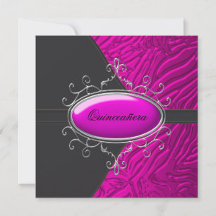 Hot Pink Zebra Quinceanera Invitation