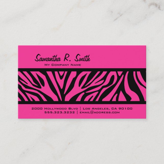 Hot Pink & Zebra Stripe Business Card (Front)