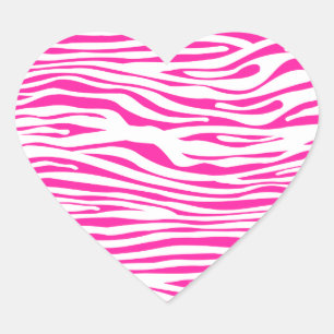 Hot Pink Zebra stripe pattern animal print Heart Sticker