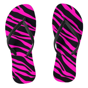 Hot Pink Zebra Striped Flip Flops