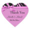 Hot Pink Zebra Stripes And Bow Thank You Sticker