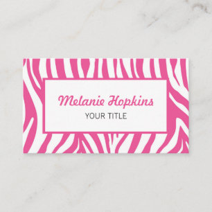 Hot Pink Zebra Stripes Generic Name Business Card