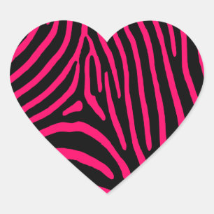 Hot Pink Zebra Stripes Heart Sticker