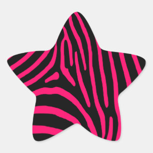 Hot Pink Zebra Stripes Star Sticker