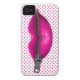 hot pink zipped lips on polka dots Case-Mate iPhone case (Back)