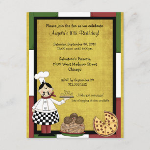 Hot Pizza Chef Party Invitation