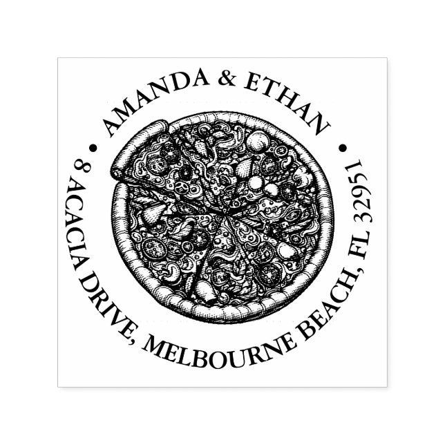 Hot Pizza Party Snack Theme Self-inking Stamp (Design)