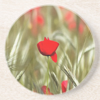 Hot Poppy Acrylic Painting Coaster