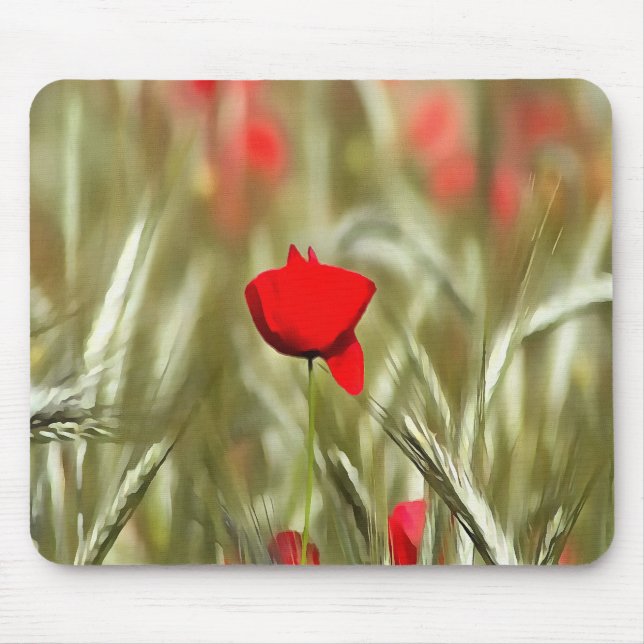 Hot Poppy Acrylic Painting Mouse Mat (Front)