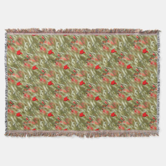 Hot Poppy Acrylic Painting Throw Blanket