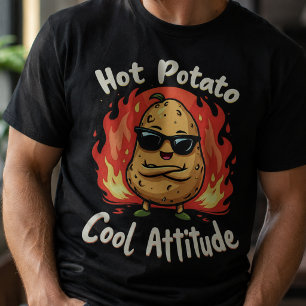 Hot Potato, Cool Attitude Funny Black T-Shirt