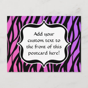 Hot Purple/Pink Zebra Stripes Monogram Postcard