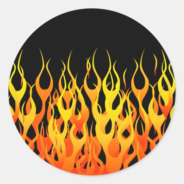 Hot Racing Flames Graphic Classic Round Sticker (Front)