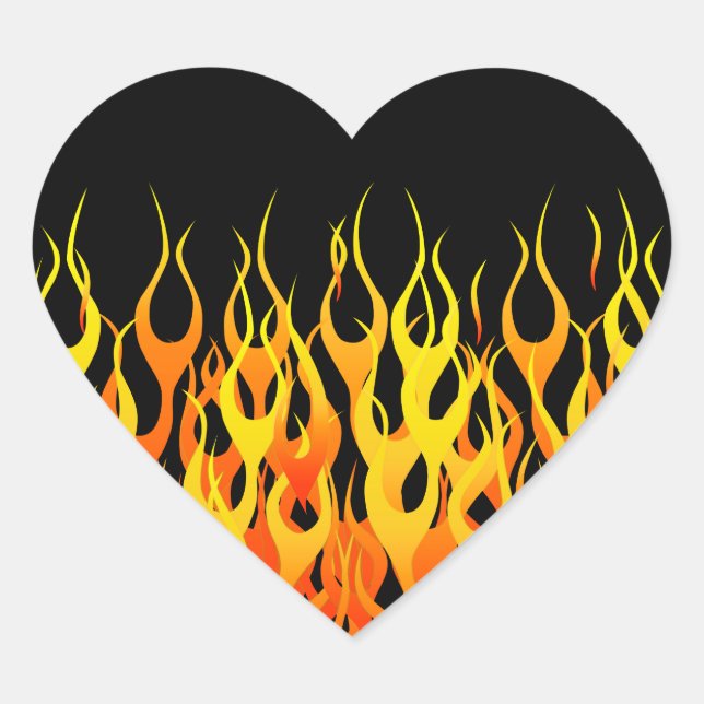 Hot Racing Flames Graphic Heart Sticker (Front)
