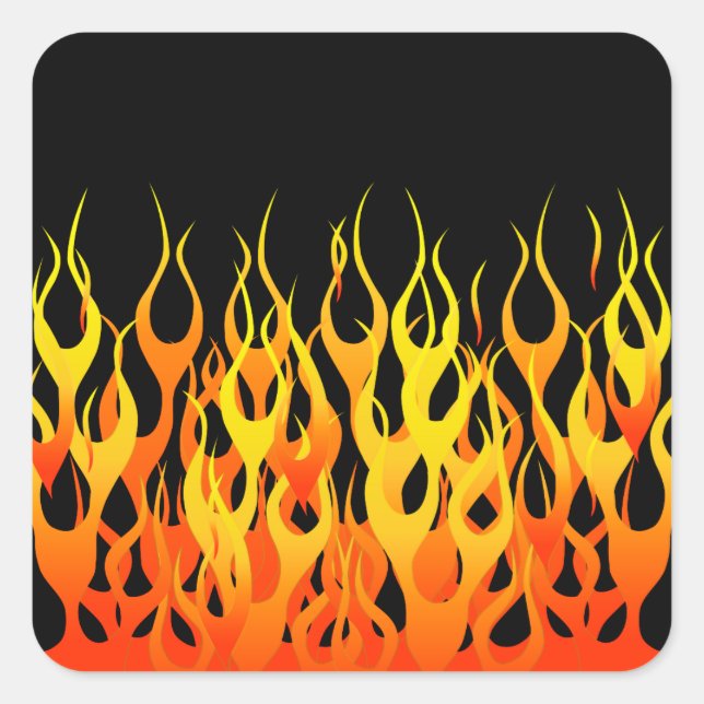 Hot Racing Flames Graphic Square Sticker (Front)