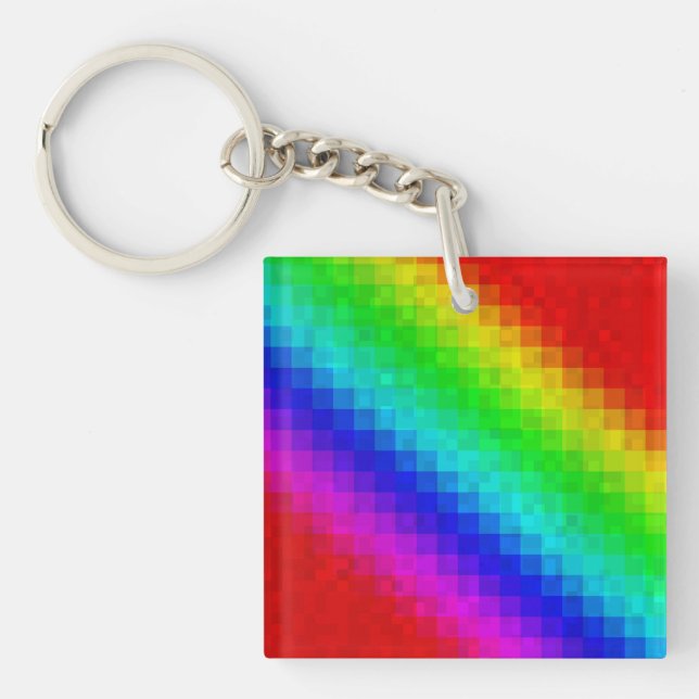 Hot Rainbow Mosaic Shimmer, Key Ring (Front)