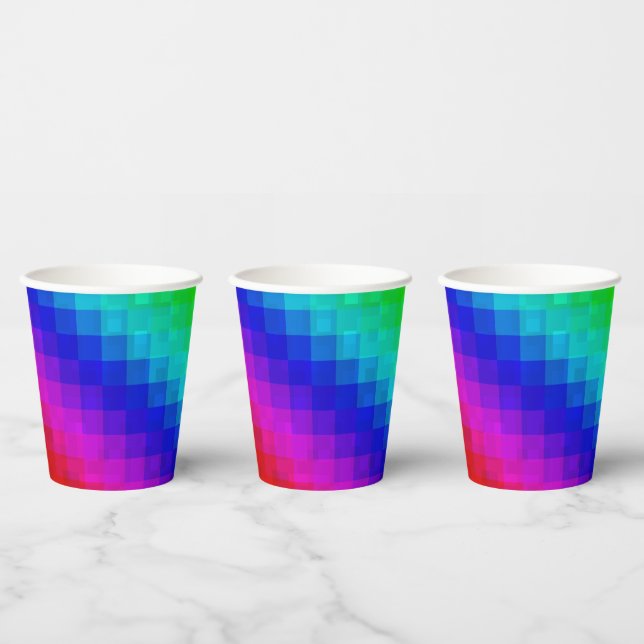 Hot Rainbow Mosaic Shimmer, Paper Cups (Multi)