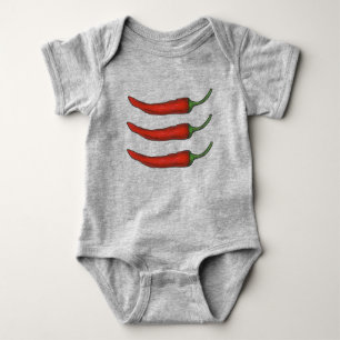 Hot Red Chilli Chile Pepper Peppers Cooking Foodie Baby Bodysuit
