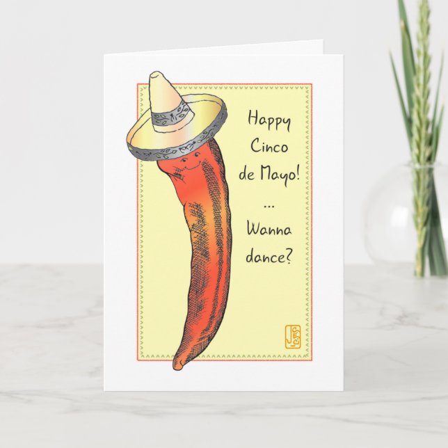 Hot Red Chilli Pepper Cinco de Mayo Card (Front)