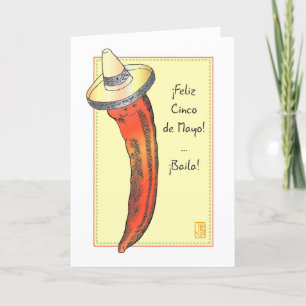Hot Red Chilli Pepper Cinco de Mayo in Spanish Card