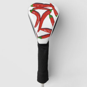 Hot Red Chilli Pepper Peppers Spice Pattern  Golf Head Cover