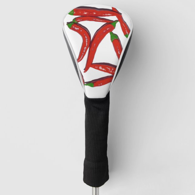 Hot Red Chilli Pepper Peppers Spice Pattern  Golf Head Cover (Front)