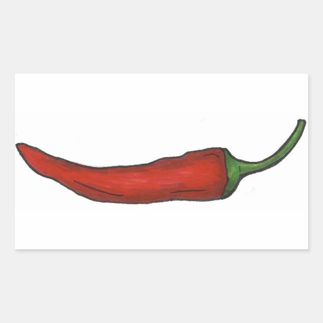 Hot Red Chilli Pepper Spicy Chile Peppers Vegetabl Rectangular Sticker (Front)