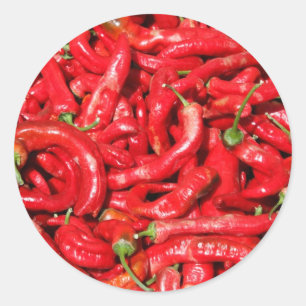 Hot Red Chilli Peppers Outdoors in the Summer Sun Classic Round Sticker