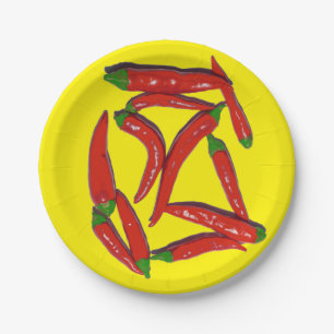 Hot Red Chilli Peppers Pattern Paper Plate