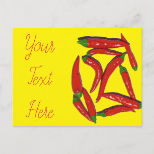 Hot Red Chilli Peppers Pattern Postcard
