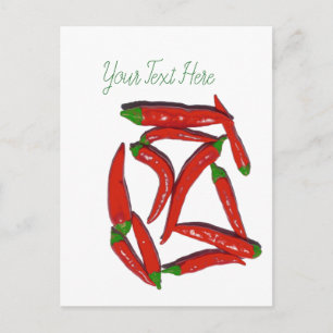 Hot Red Chilli Peppers Pattern Postcard