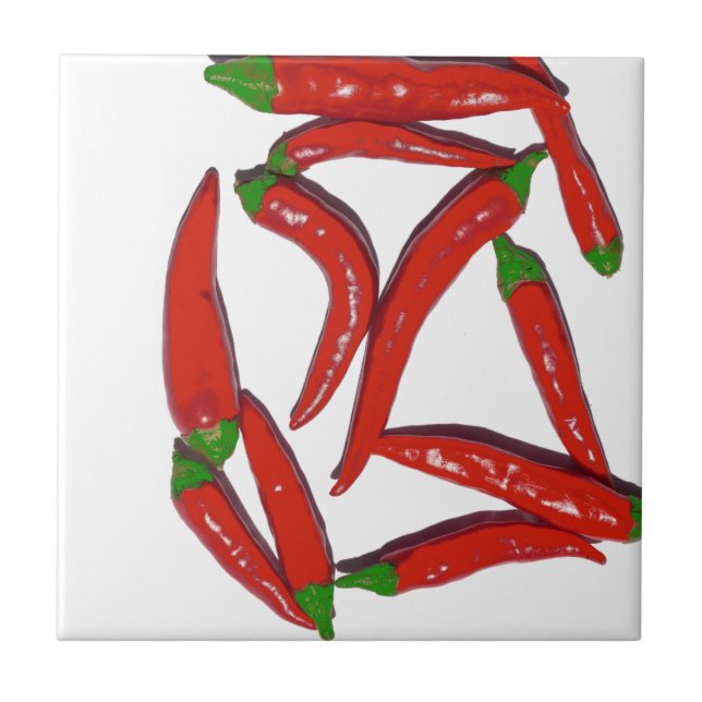 Hot Red Chilli Peppers Pattern Tile (Front)