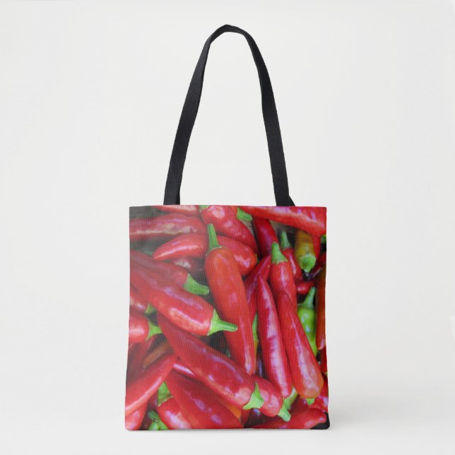 Hot Red Chilli Peppers Vegetable Tote Bag (Front)