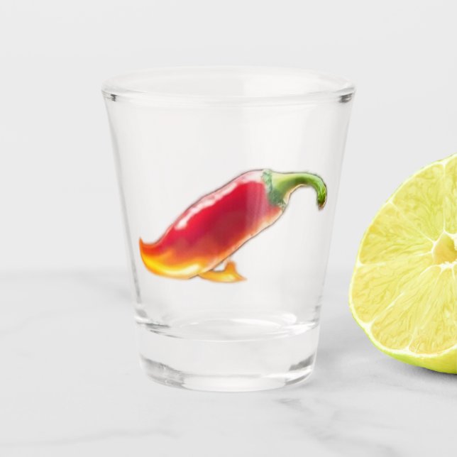 Hot red chilli Shot Glass (Front)