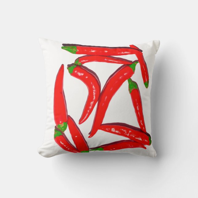 Hot Red Green Chilli Peppers Pattern Cushion Pillo (Front)