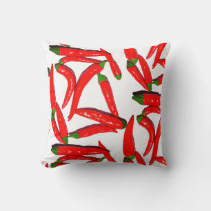Hot Red Green Chilli Peppers Pattern Cushion Pillo