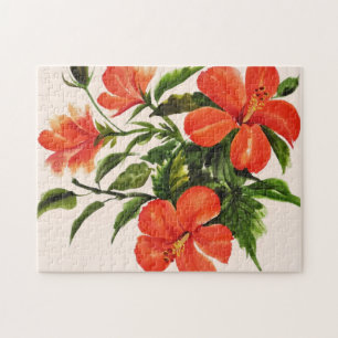 Hot Red Hibiscus Jigsaw Puzzle