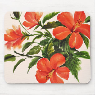 Hot Red Hibiscus Mouse Mat