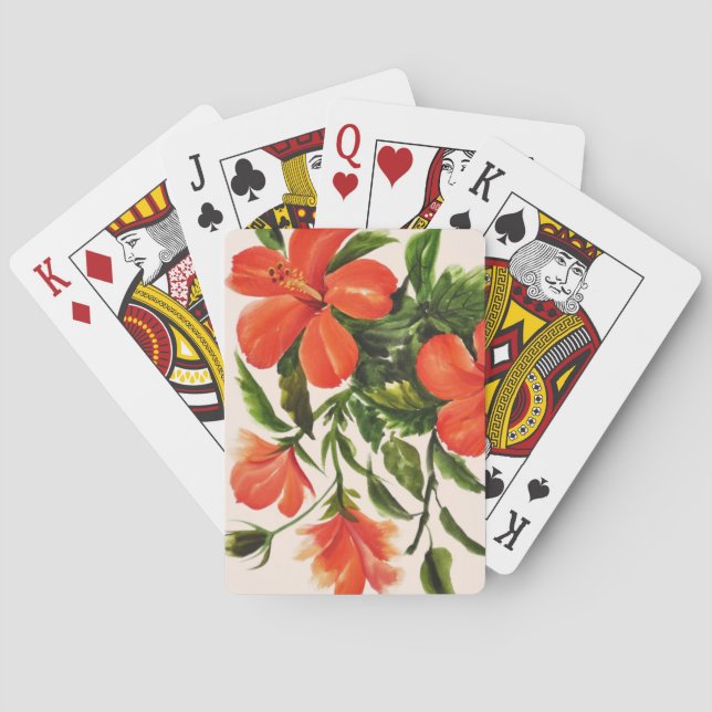 Hot Red Hibiscus Playing Cards (Back)