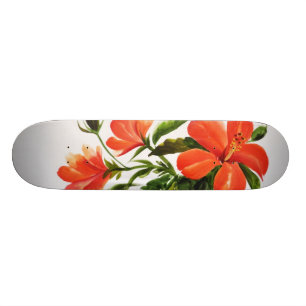 Hot Red Hibiscus Skateboard