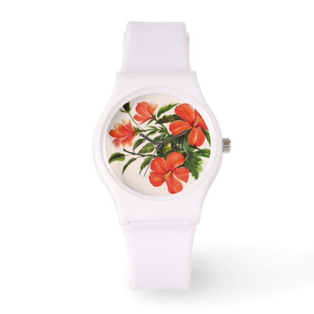 Hot Red Hibiscus Watch (Front)